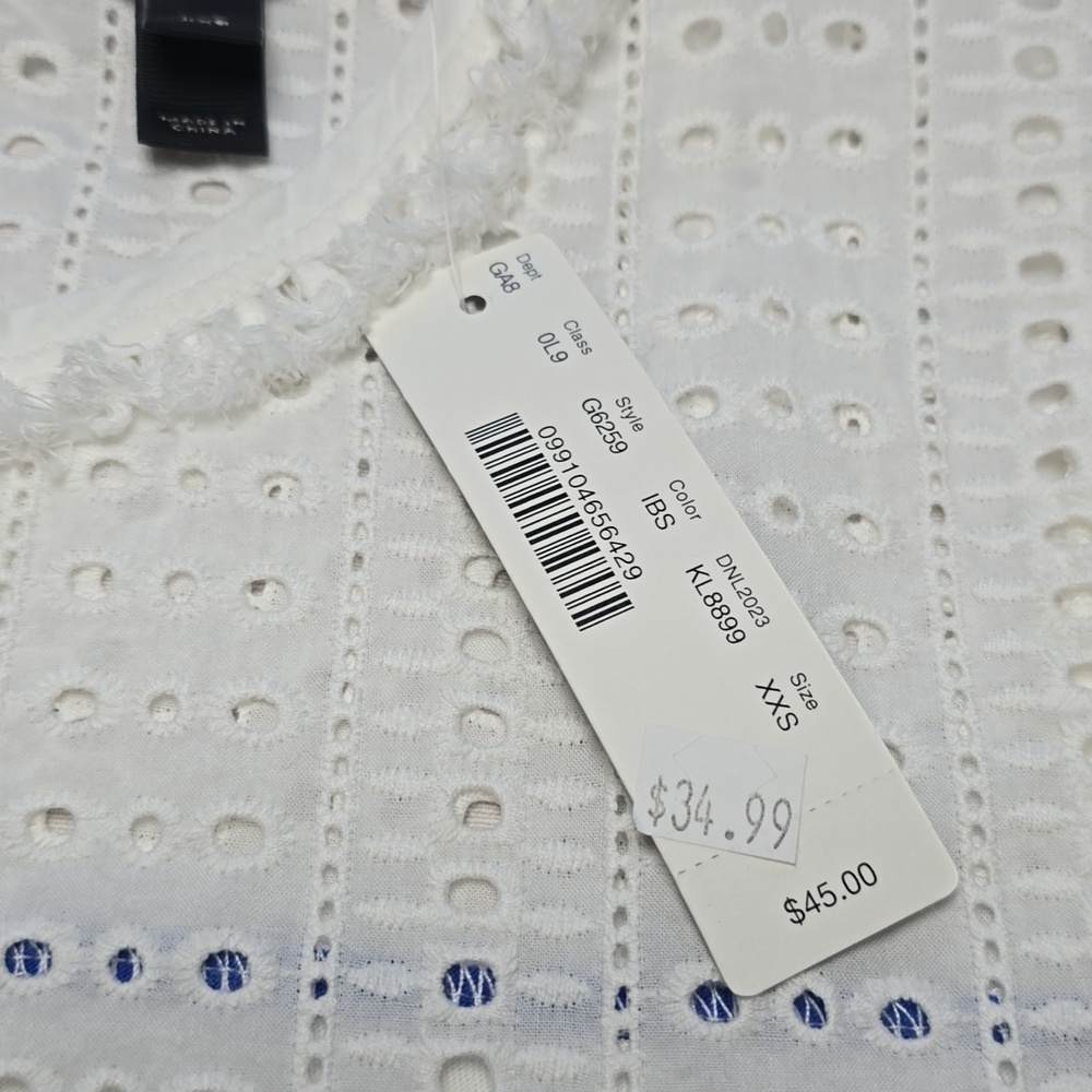 J. Crew Coastal Chic Stripe & Eyelet Tee - Nautical Summer Preppy Aesthetic XXS - Picture 4 of 12